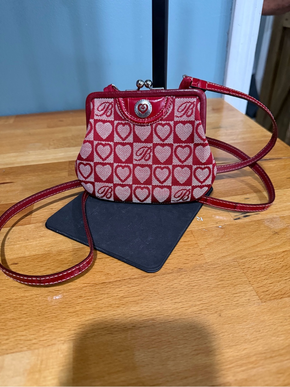 Brighton Red Heart Jacquard Mini Crossbody